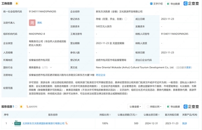 新東方在安徽成立沃凱德文旅公司